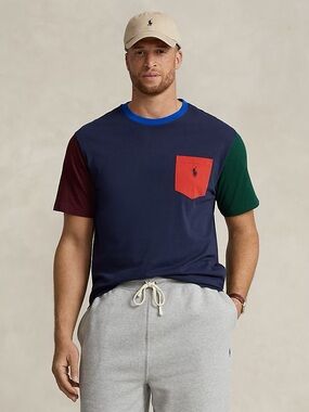 Polo by Ralph Lauren Navy Colorblocked Short-Sleeve Tee with Red Pocket